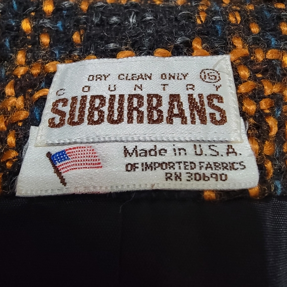 Country Suburbans Vintage Fall Black Orange Blazer size 14 - Picture 6 of 6